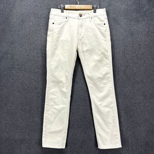 HTC Los Angeles Jeans Women 28 White Logo Button Cotton Skinny Denim